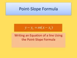 Point-Slope Formula