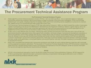 The Procurement Technical Assistance Program