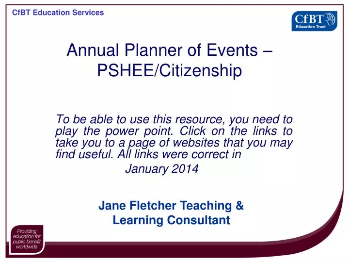 annual planner of events pshee citizenship