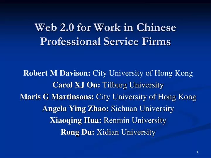 web 2 0 for work in chinese professional service firms