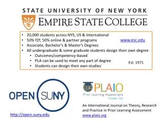 20,000 students across NYS, US &amp; International 50% f2f; 50% online &amp; partner programs Associate, Bachelor’s &amp