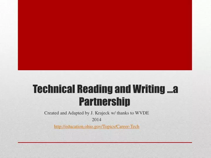 technical reading and writing a partnership