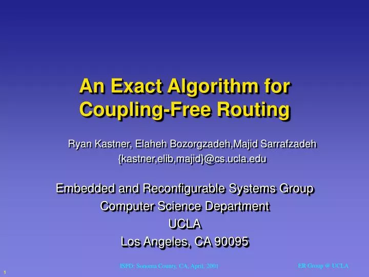 an exact algorithm for coupling free routing