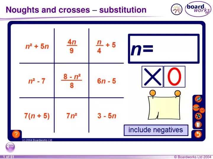 noughts and crosses substitution