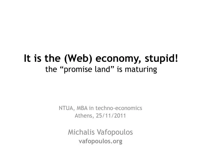 it is the web economy stupid t he promise land is maturing