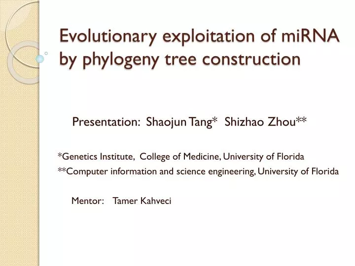 evolutionary exploitation of mirna by phylogeny tree construction