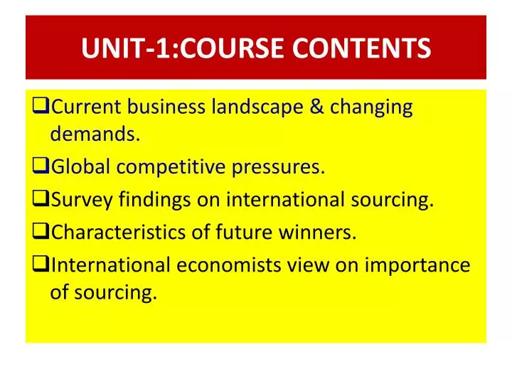 unit 1 course contents