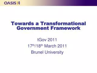 Towards a Transformational Government Framework