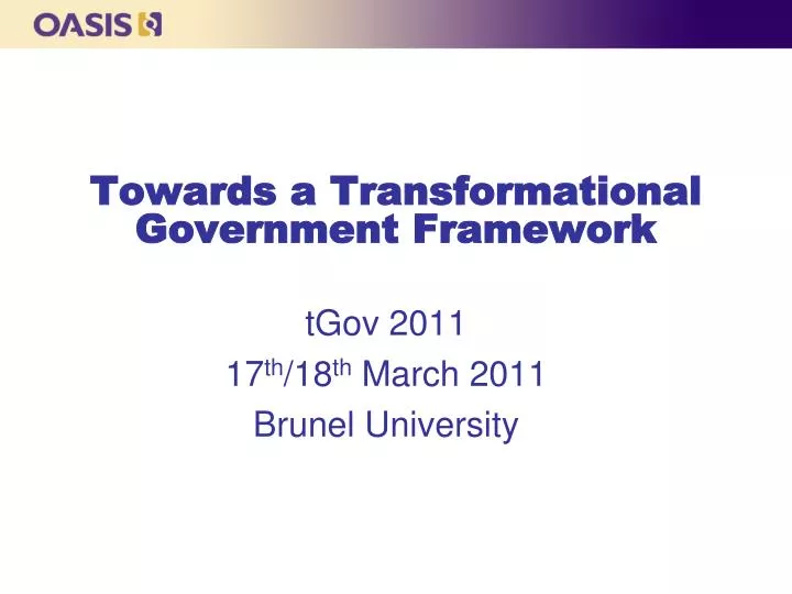 towards a transformational government framework