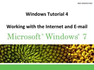 Windows Tutorial 4 Working with the Internet and E-mail