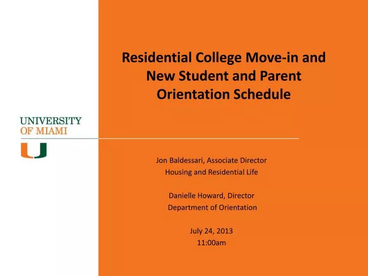 residential college move in and new student and parent orientation schedule