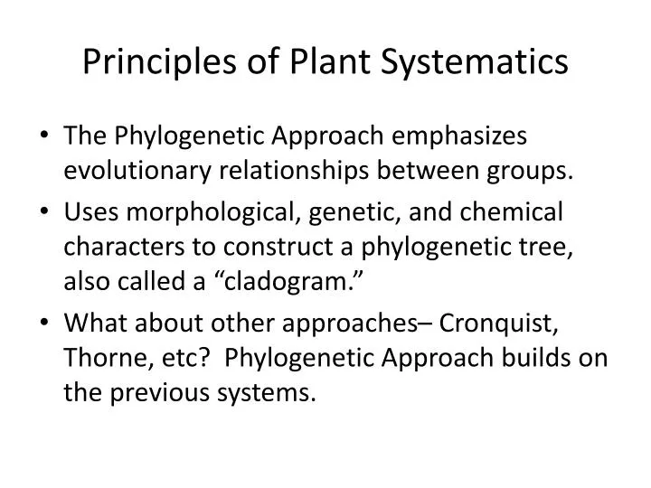 principles of plant systematics