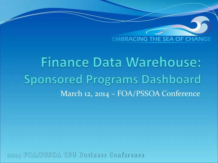finance data warehouse sponsored programs dashboard