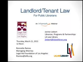 Landlord/Tenant Law For Public Librarians