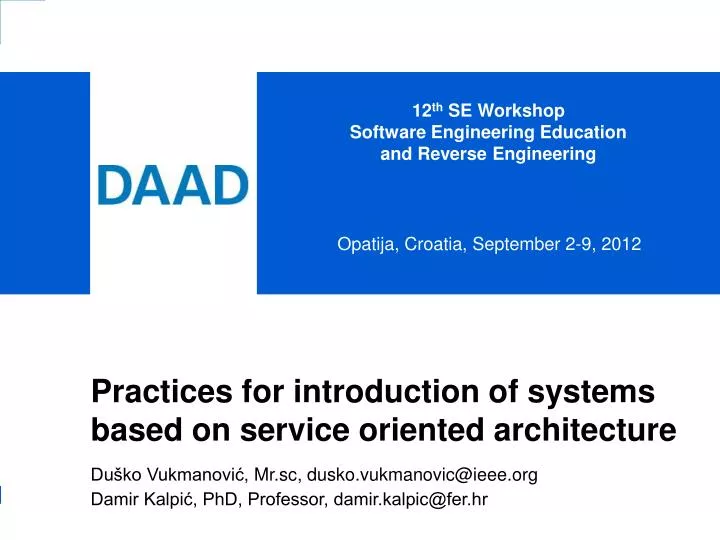 practices for introduction of systems based on service oriented architecture