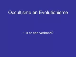 occultisme en evolutionisme