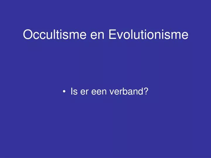 occultisme en evolutionisme