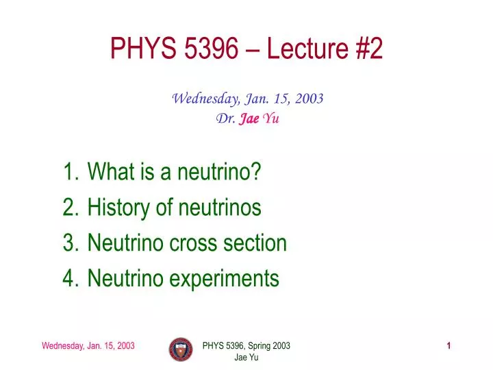 phys 5396 lecture 2