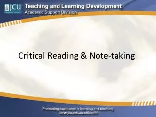 Critical Reading &amp; Note-taking