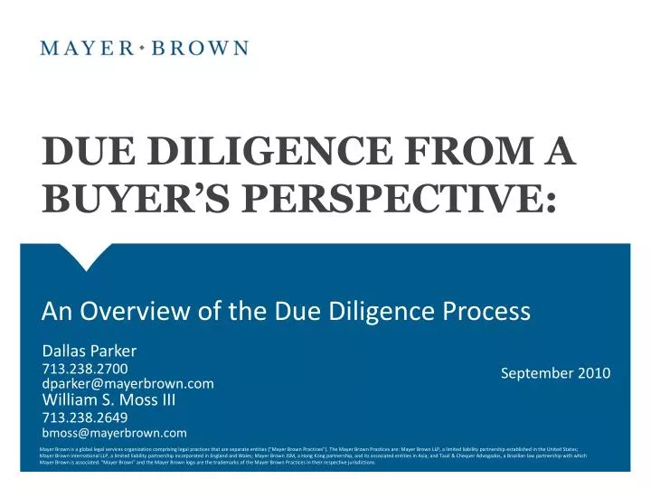 due diligence from a buyer s perspective