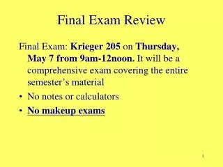 Final Exam Review