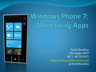 Windows Phone 7: M onetizing A pps
