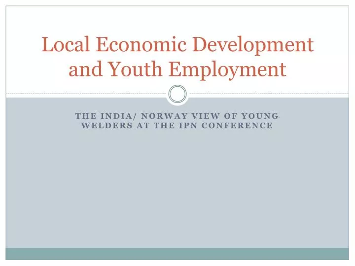 local economic development and youth employment