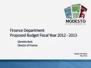 Finance Department Proposed Budget Fiscal Year 2012 - 2013