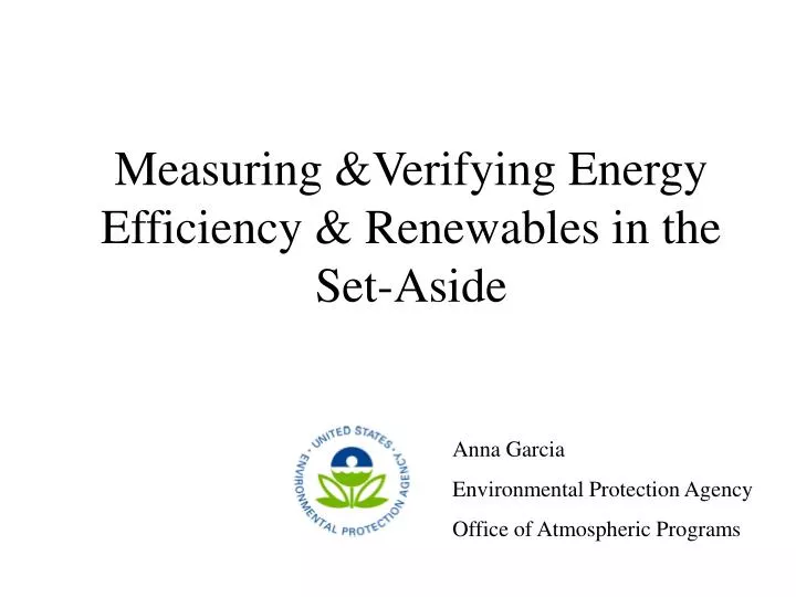 measuring verifying energy efficiency renewables in the set aside