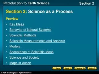 Section 2: Science as a Process