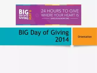 BIG Day of Giving 2014