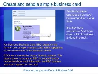 Create and send a simple business card