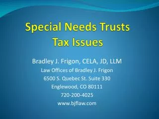 Special Needs Trusts Tax Issues