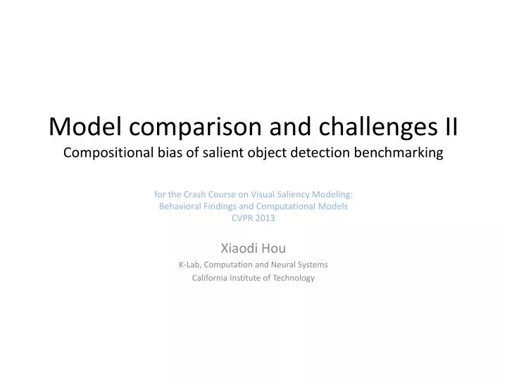 model comparison and challenges ii compositional bias of salient object detection benchmarking