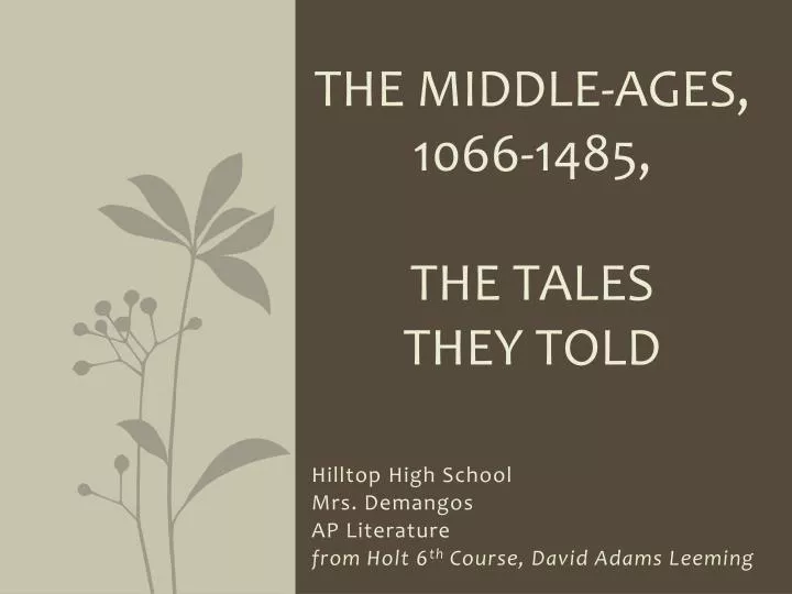 the middle ages 1066 1485 the tales they told