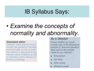 IB Syllabus Says: