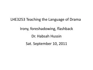 LHE3253 Teaching the Language of Drama
