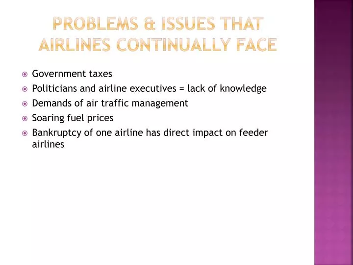problems issues that airlines continually face