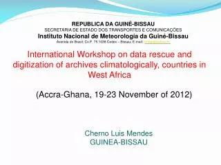 International Workshop on data rescue and digitization of archives climatologically, countries in West Africa