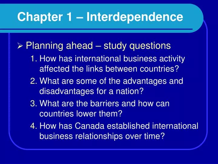 chapter 1 interdependence