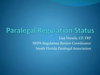 Paralegal Regulation Status