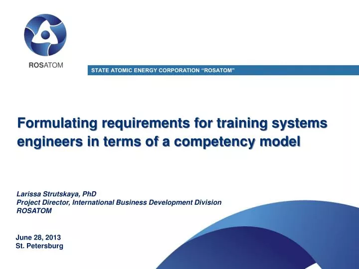 formulating requirements for training systems engineers in terms of a competency model