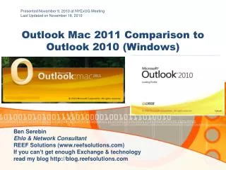 Outlook Mac 2011 Comparison to Outlook 2010 (Windows)
