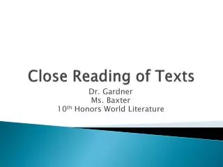 Close Reading of Texts