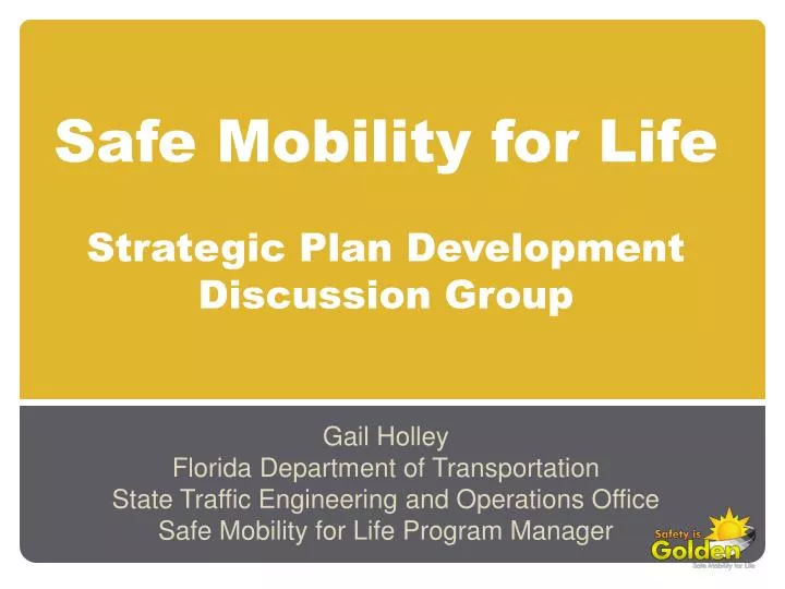 safe mobility for life strategic plan development discussion group