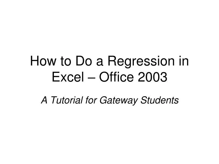 how to do a regression in excel office 2003