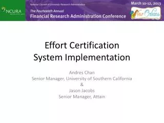 Effort Certification System Implementation