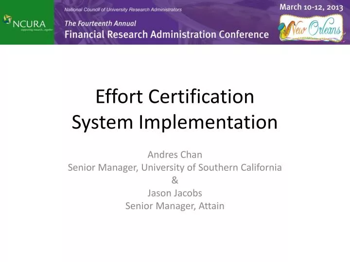 effort certification system implementation