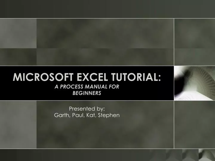 microsoft excel tutorial a process manual for beginners
