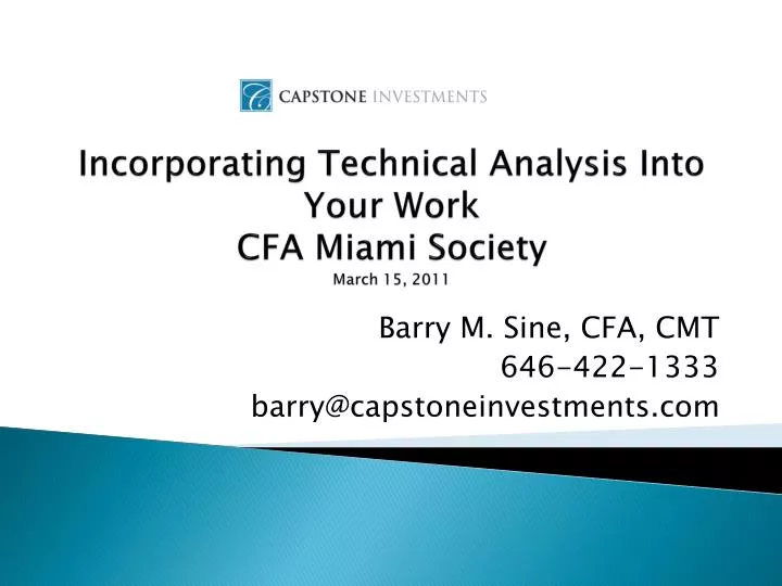 incorporating technical analysis into your work cfa miami society march 15 2011